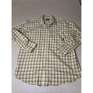 Patagonia Shirt Men's Large Yellow Plaid Organic Cotton Button Up Long Sleeve F1
